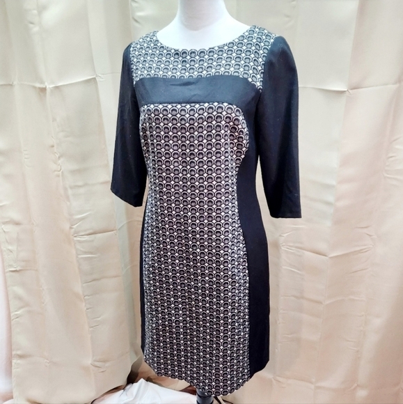 Boden Dresses & Skirts - Boden Black and Gray Geometric Wool Blend Sheath Dress Women's Size 10L Long EUC